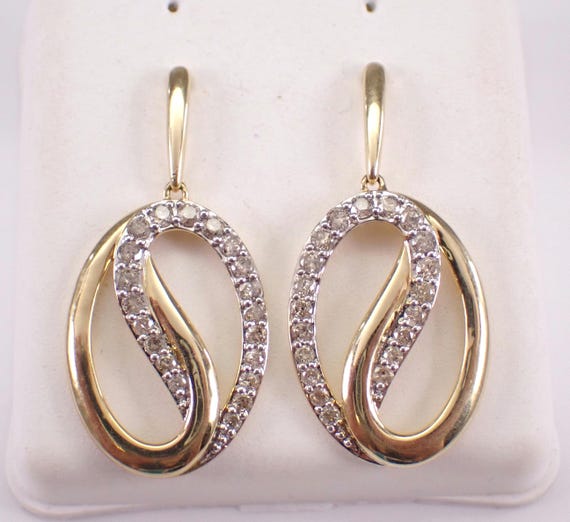 Yellow Gold Diamond Dangle Earrings: Unique GalaxyGems Fine Jewelry Gift