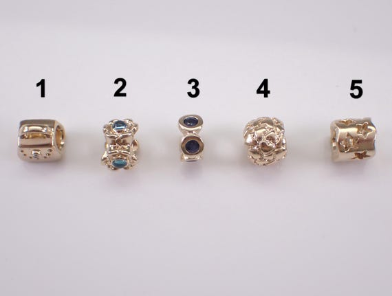 Vintage 14K Yellow Gold PANDORA Charm - Authentic Stackable Bracelet Slides - Gemstone Flower Spacer