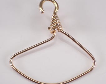 Vintage 14K Yellow Gold Charm Holder - Estate Miniature Coat Hanger Pendant