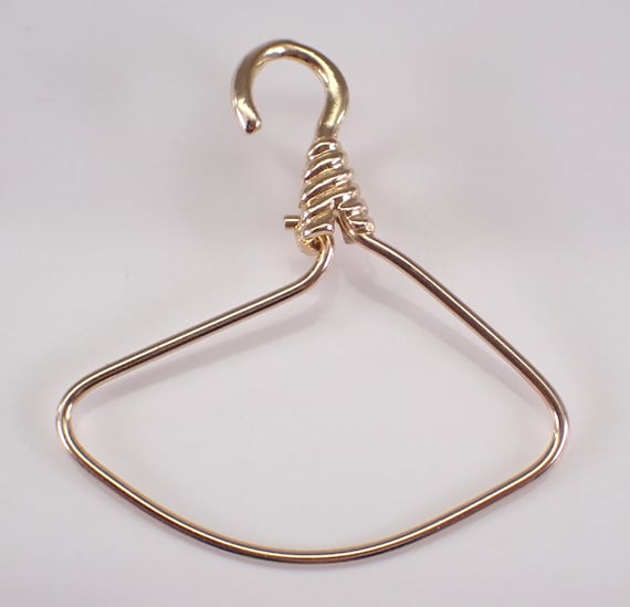 Vintage 14K Yellow Gold Charm Holder - Estate Miniature Coat Hanger Pendant
