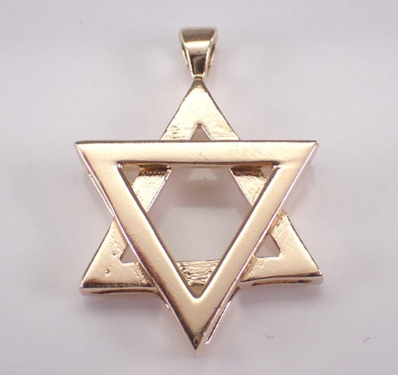 Vintage 14K Yellow Gold Star of David Charm Pendant: Judaica Magen Jewelry for Necklace or Bracelet