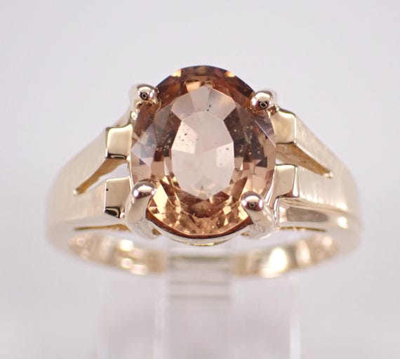 Antique Golden Topaz Engagement Ring - Vintage Yellow Gold Solitaire Setting - Estate Bridal Jewelry Gift