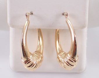 Vintage 14k Yellow Gold Hoop Earrings - Estate GalaxyGems Fine Jewelry Huggies Gift