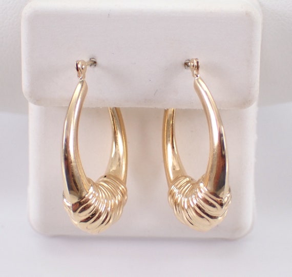 Vintage 14k Yellow Gold Chunky Hoop Earrings - Estate GalaxyGems Fine Jewelry Huggies Gift