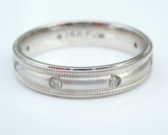 Diamond Eternity Wedding Ring - 14K White Gold Anniversary Band - Simple Bridal Jewelry