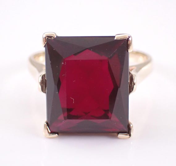 Vintage Ruby Solitaire Engagement Ring - Yellow G… - image 6