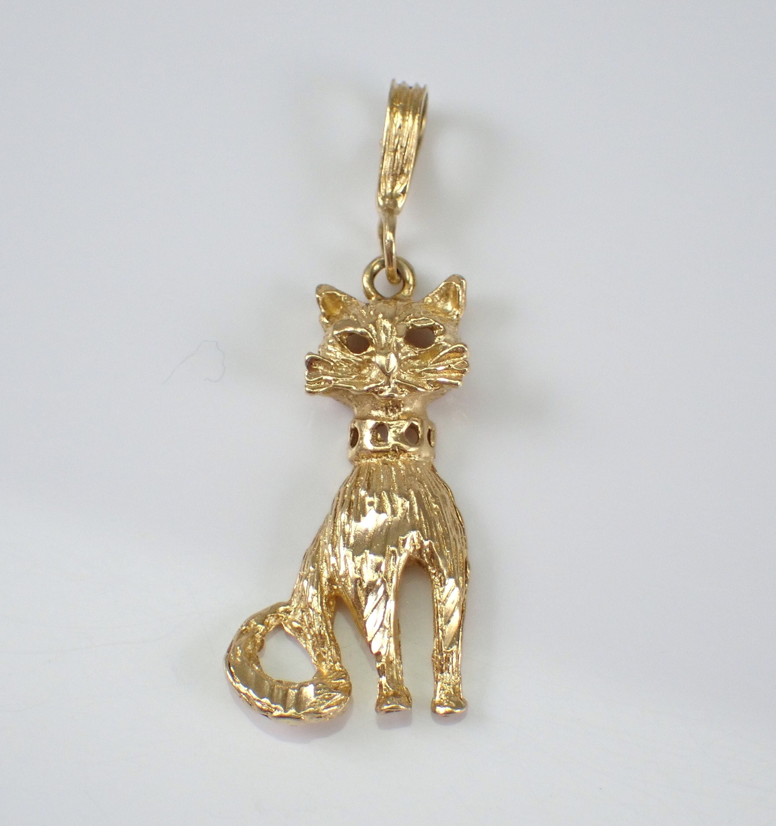 14k gold cat hot sale jewelry