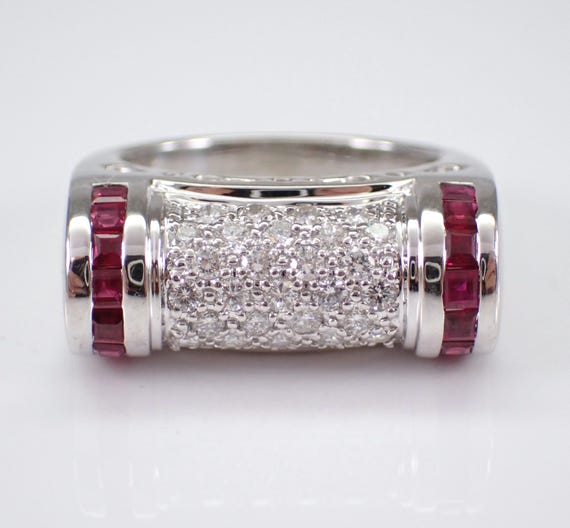 18K White Gold Ruby and Diamond Ring, Gemstone Cl… - image 8