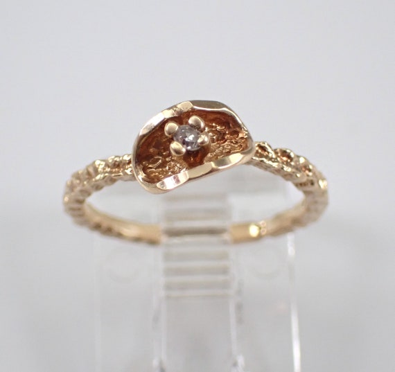 Antique Vintage Diamond Midi Ring - Yellow Gold Thin Wedding Anniversary Band - Estate Baby Girl Jewelry