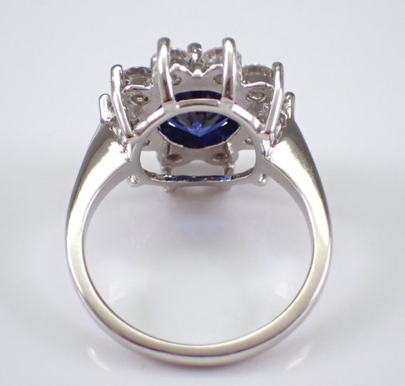 Platinum Sapphire and Diamond Ring - Unique Halo … - image 6