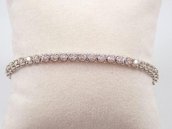 4ct Diamond Tennis Bracelet - 14k White Gold Traditional Prong Set In Line Bracelet - GalaxyGems Handmade Fine Jewelry Gift