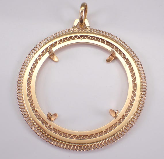 Vintage 18K Yellow Gold COIN HOLDER Pendant:  American Double Eagle Pendant Setting Charm