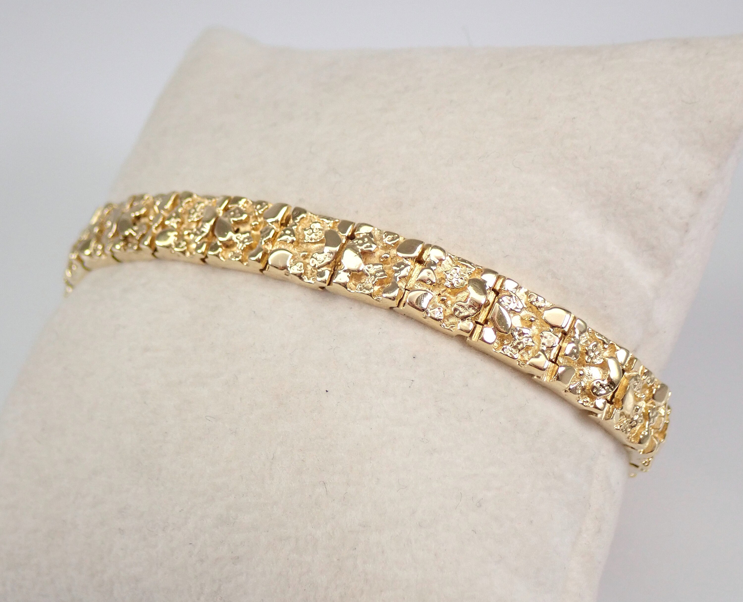 Vintage 14K Yellow Gold Nugget Bracelet Estate Unisex Fancy Link Fine Jewelry Etsy Ireland