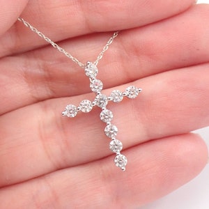 1ct Diamond Cross Necklace White Gold Religious Charm Pendant GalaxyGems Fine Jewelry Gift image 5