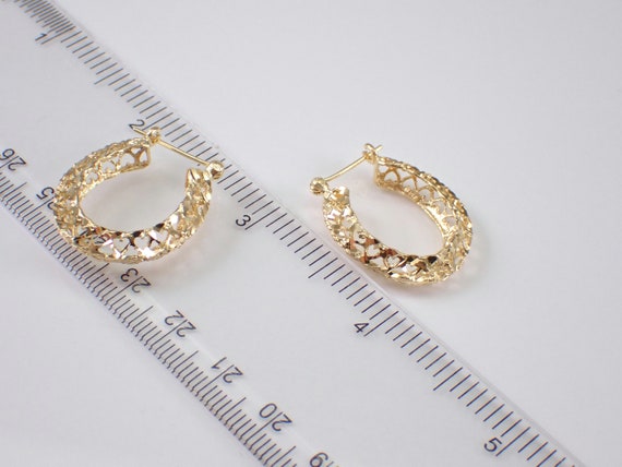 80s Vintage Hoop Earrings - Estate 14K Yellow Gol… - image 6