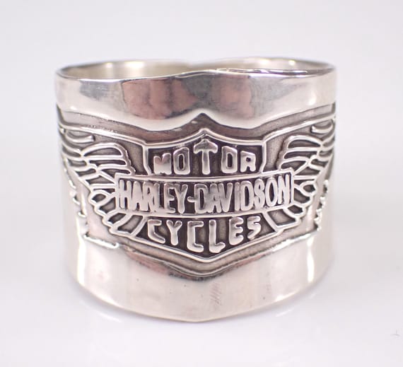 Vintage Sterling Silver Harley Davidson Cigar Band, Antique Wedding Anniversary Ring