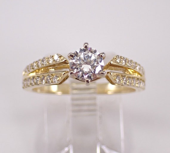14K Yellow Gold Engagement Ring Setting - Bridal Semi Mount Promise Band - Mounting Remount Jewelry Gift