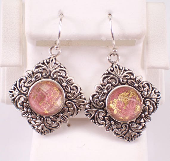 Sterling Silver Dangle Gemstone Earrings - Vintage Estate Jewelry Gift - Kidney Wire Fish Hook Clasp