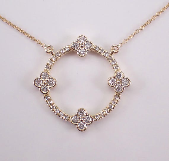 Yellow Gold Diamond Necklace - Circle of Life Charm Pendant and Chain - Unique Bridal Wedding Jewelry Gift