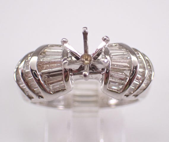 18K White Gold Diamond Engagement Ring Setting: Bridal Semi Mount Mounting