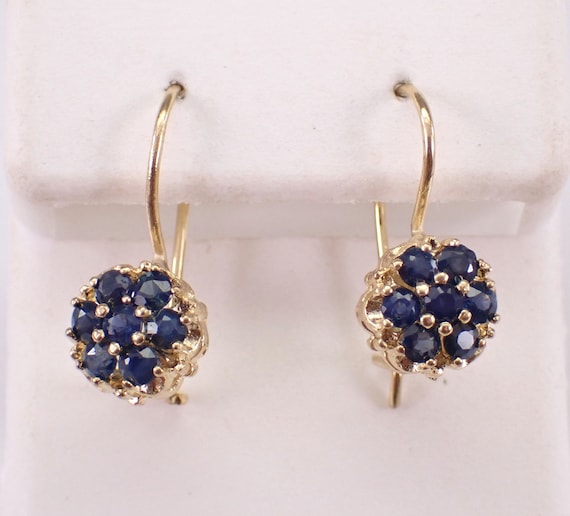 80s Vintage Sapphire Earrings - 14k Yellow Gold F… - image 1