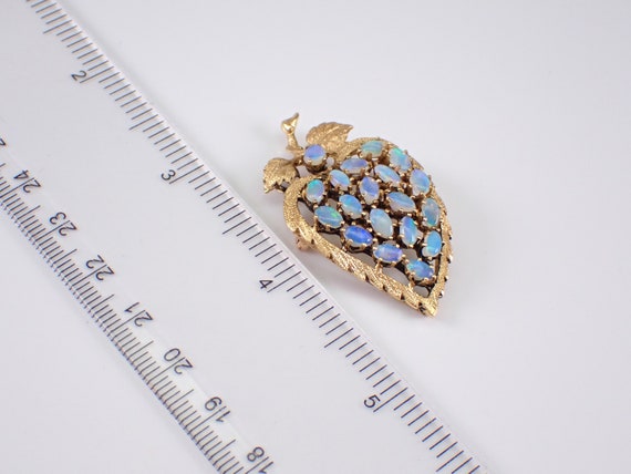 Vintage Opal Brooch Pin - 14k Yellow Gold Cluster… - image 5