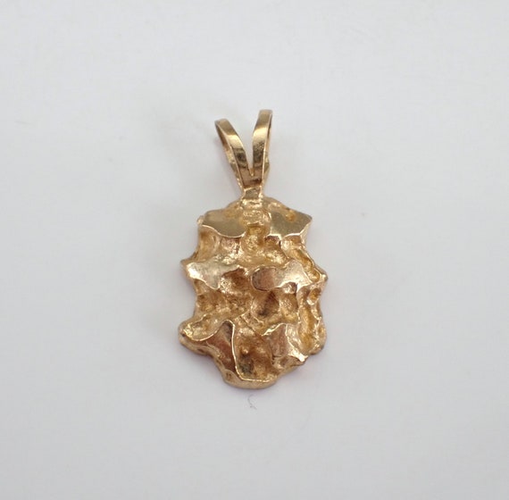 Vintage 14K Yellow Gold Nugget Charm Pendant, Estate Small Drop for Necklace