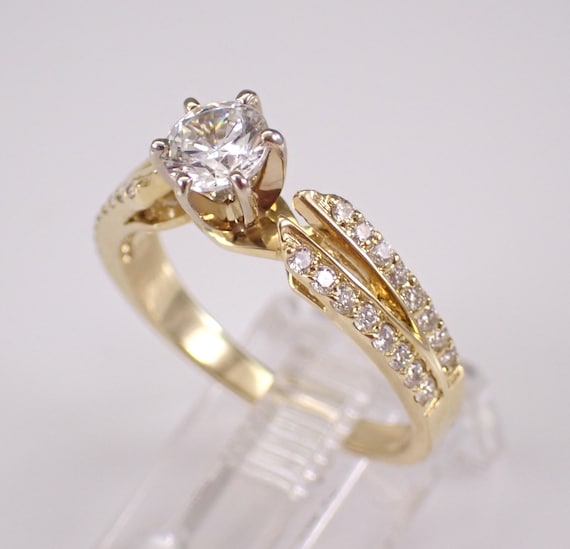 14K Yellow Gold Engagement Ring Setting: Bridal Semi Mount Promise Band