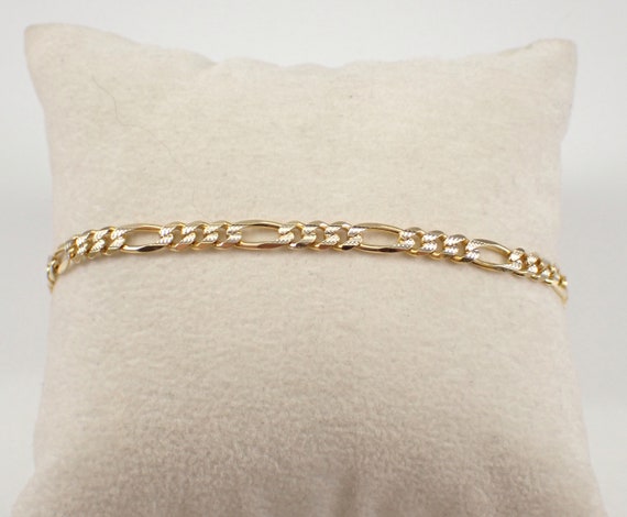 Vintage 14K Yellow Gold Figaro Link Bracelet - Simple Layering Everyday Jewelry Gift