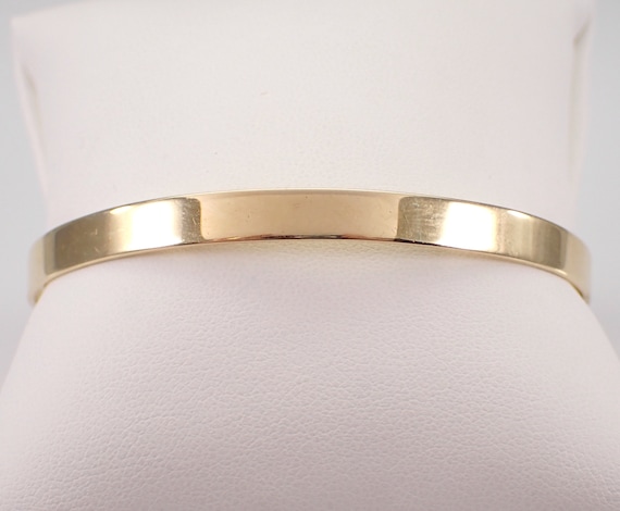 14K Yellow Gold Bangle Cuff Bracelet, Estate Vintage Stackable Fine Jewelry Gift