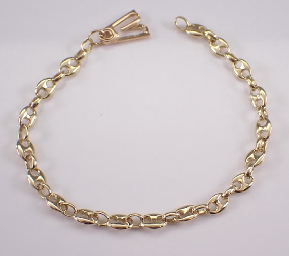 Vintage 14K Yellow Gold Puffy Gucci Bracelet - Simple Layering Estate Chain Link
