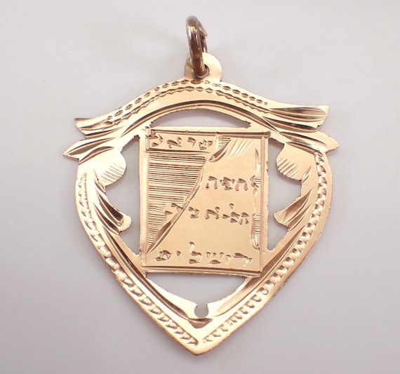 Antique 14K Rose Gold Ten Commandments Charm, Unique Jewish Pendant, Religious Judaica Chai Protection Gift