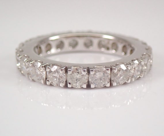 14K White Gold Diamond Eternity Ring - Stackable Bridal Wedding Ring - Anniversary Fine Jewelry Gift