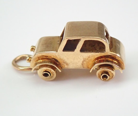 Vintage 14K Yellow Gold Car Charm, Auto Automobile Pendant, Sedan Vehicle Collector Jewelry