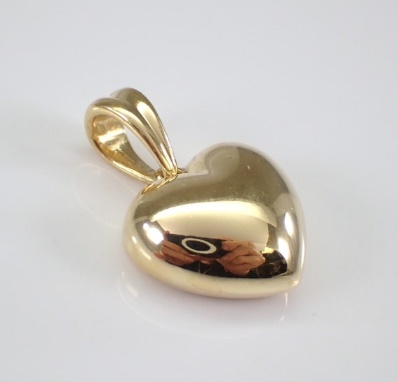 Vintage 18K Yellow Gold Puffy Heart Charm, Estate Fine Jewelry Pendant for Bracelet or Necklace