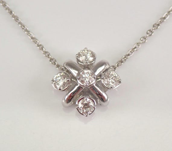 White Gold Diamond Pendant and Chain, Floating Station Charm Necklace, Unique GalaxyGems Fine Jewelry Gift