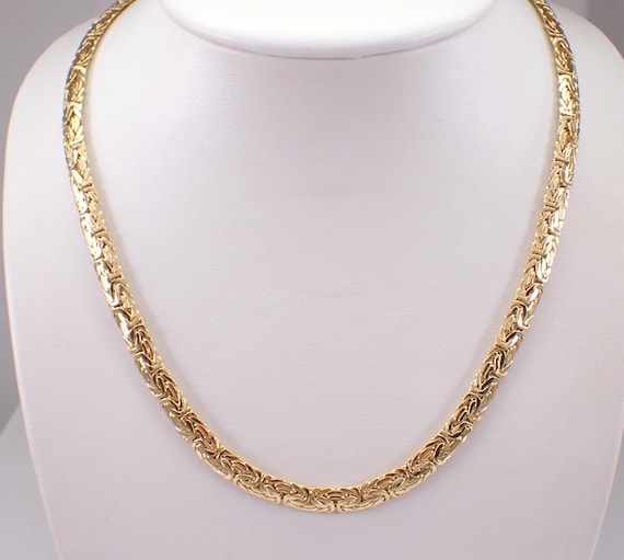 Vintage 14K Yellow Gold Byzantine Chain - Braided Mesh Choker Necklace - Estate GalaxyGems Fine Jewelry Gift