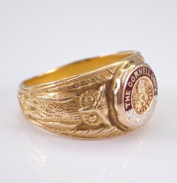 Vintage 18K Yellow Gold School Ring - Antique Cor… - image 2