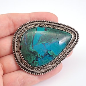 Vintage Sterling Silber Große dekorative Brosche, Southwestern Style Türkis Schmuck