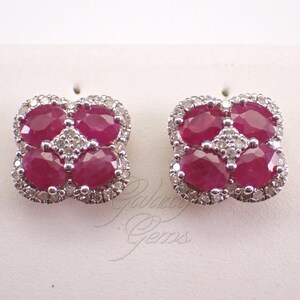 Yellow Gold Ruby and Diamond Stud Earrings, July Birthstone Fine Jewelry Gift