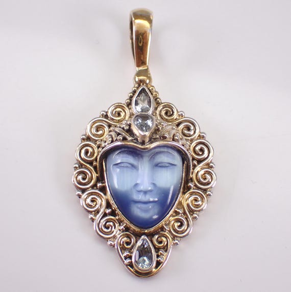 Vintage Sajen Goddess Charm Pendant - Large Decorative Estate Slide - Unique Gold Tone Scroll Work