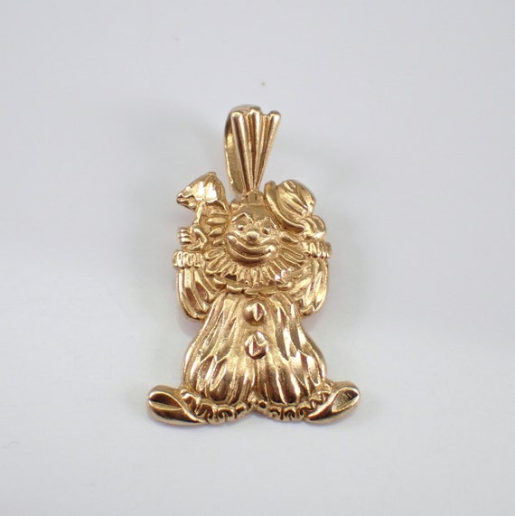 Vintage 14K Yellow Gold Clown Charm - Jester Circus Comedian Pendant for Necklace or Bracelet