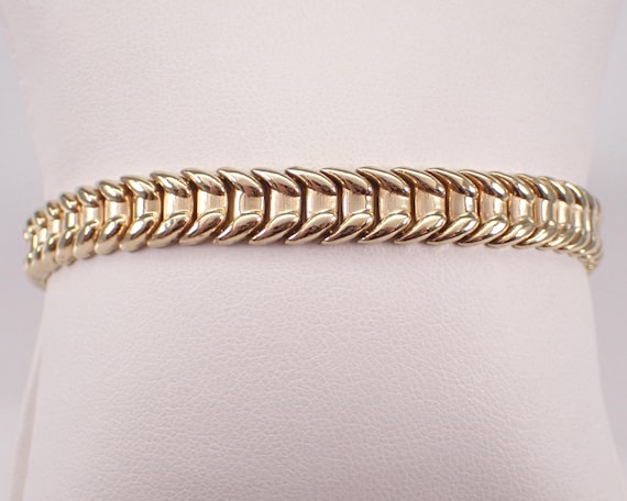 14K Yellow Gold Vintage Bracelet, Layering Everyday Casual Link, Estate Fine Jewelry Gift