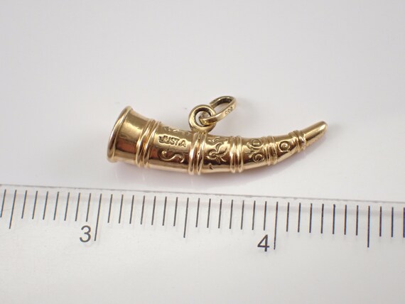 Vintage 14K Yellow Gold Horn Charm, Cornucopia Pe… - image 5