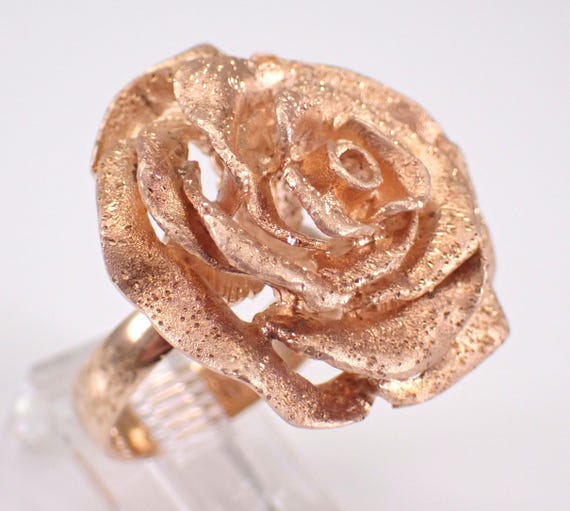 Sterling Silver Vermeil Flower Ring: Estate Jewelry Gift