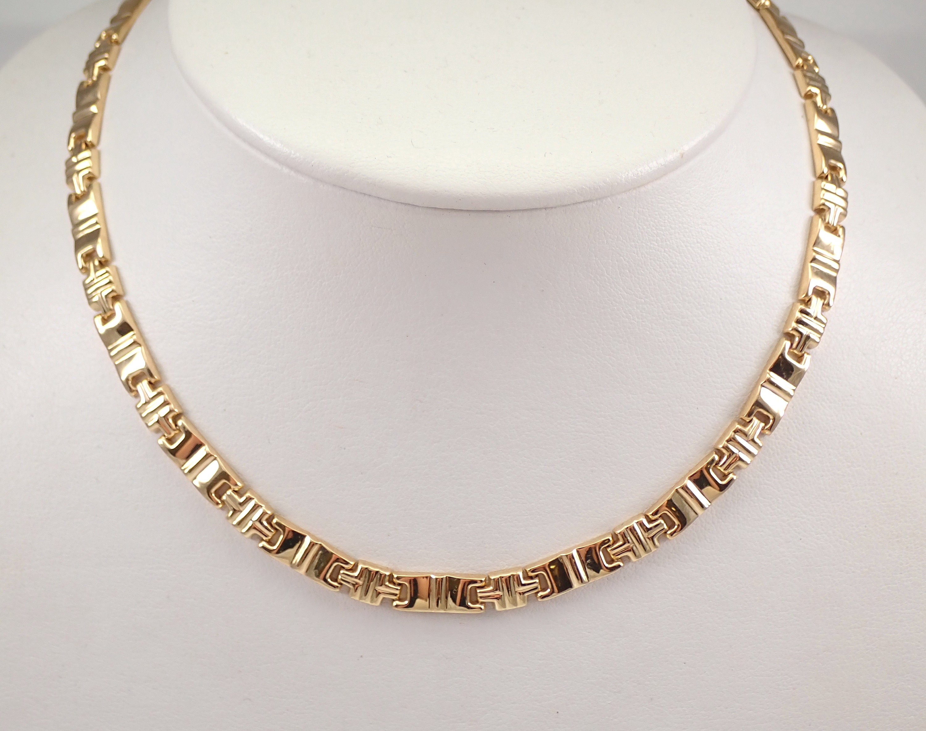 RC Gold Three Row Panther Link Necklace at 1stDibs | rc necklace, panther  link chain, rc chains