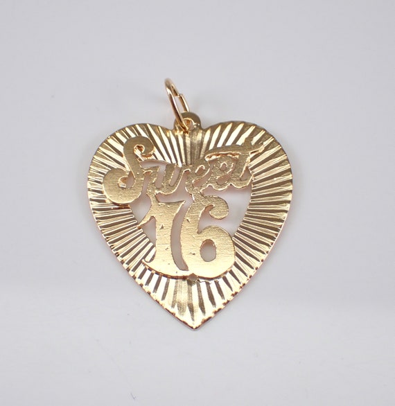 Vintage 14K Yellow Gold "Sweet 16" Heart Charm Pendant for Necklace or Bracelet - Perfect Gift for Daughter