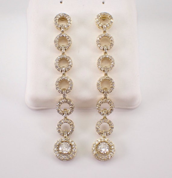 14K Yellow Gold Diamond Earrings - Unique Dangle Chandelier Drops - GalaxyGems Fine Jewelry Gift