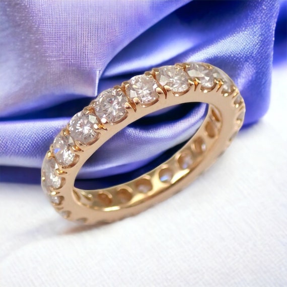 3 carat Diamond Wedding Ring - 14K Yellow Gold Full Eternity Band - Stackable Anniversary Ring