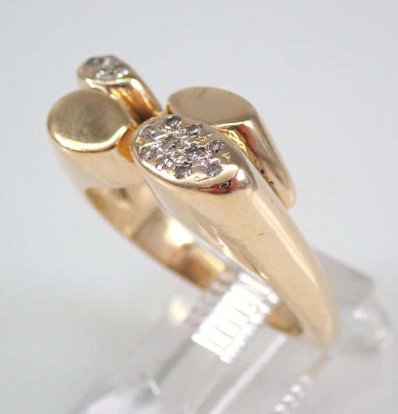 Vintage 14K Yellow Gold Diamond Ring, Unique Clus… - image 3